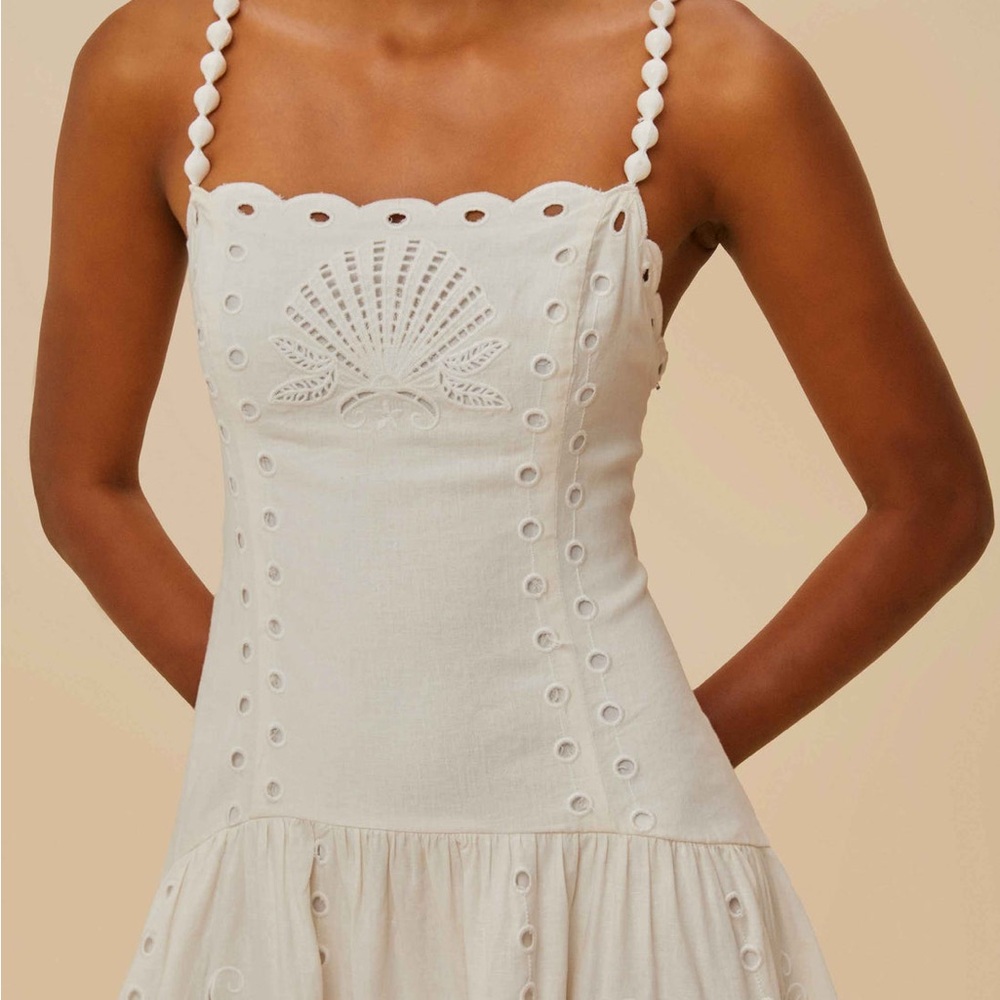 FARM RIO Off-White Richelieu Lenzing™ Ecovero™ Euroflax™ Midi Dress SIZE MEDIUM - Picture 2 of 4
